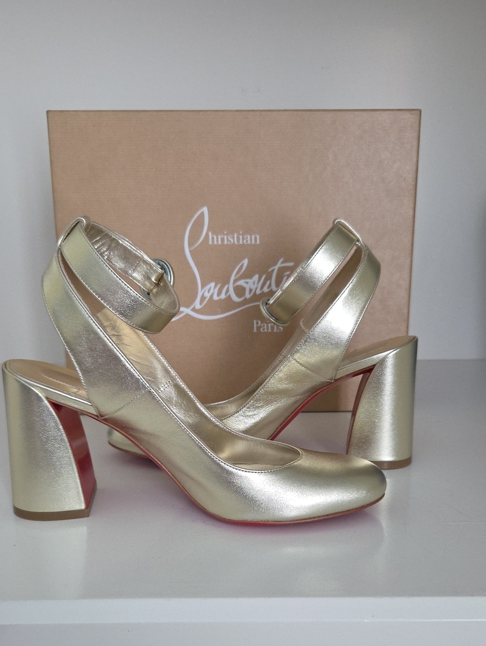 Christian Louboutin Metallic Gold Miss Sab Slingback Pump